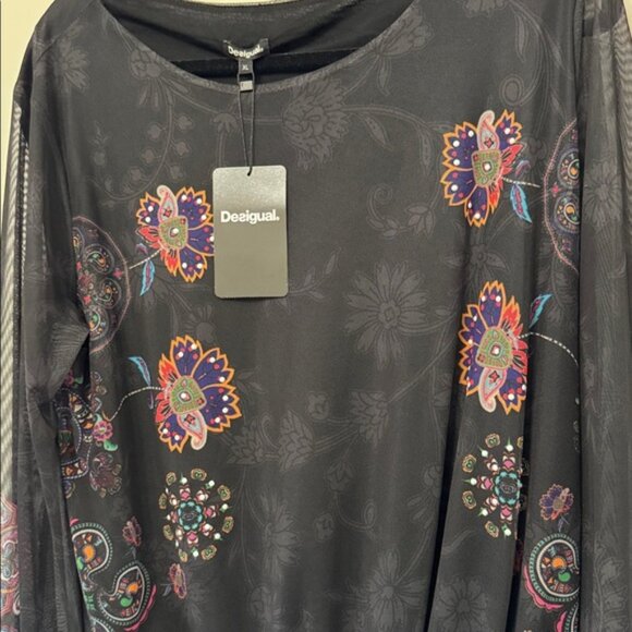 Desigual Women Multicolor Floral Long Sleeve Top Blouse Size Large - Picture 6 of 12